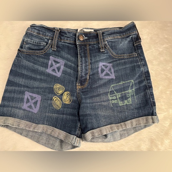 Hollister Blue Jean High Rise Midi Shorts Customized - Size 3 - Picture 1 of 5